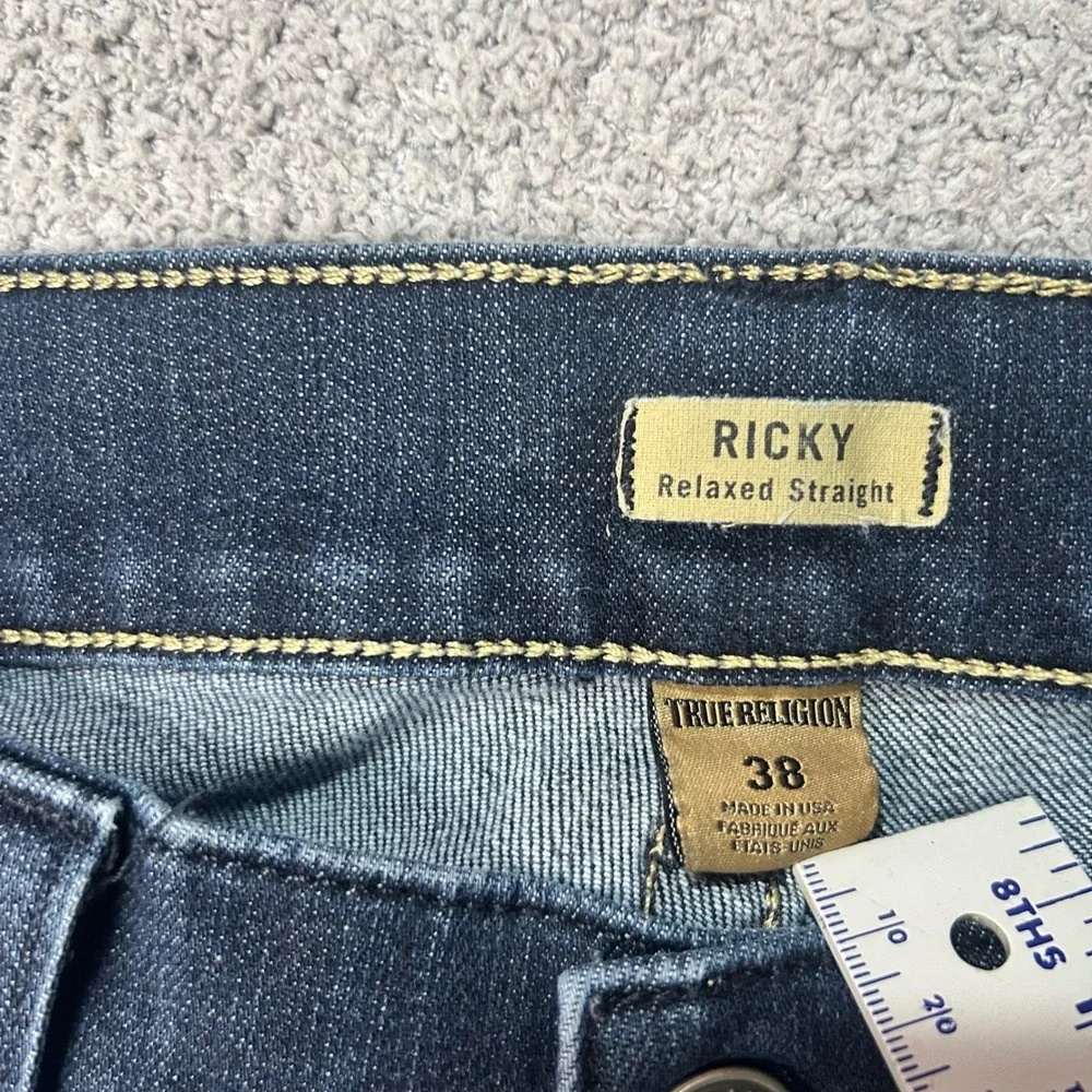 True‎ Religion Jeans Ricky Relaxed Straight 38 Dark Wash Y2K Streetwear USA Made